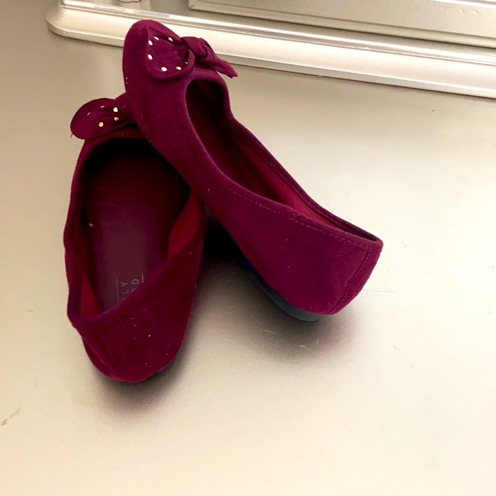 Burgundy flat dressy shoes - Picture 4 of 5